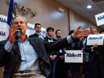 Texas Gov. Greg Abbott speaks during a campaign event on February 23, 2022, in Houston, Texas.