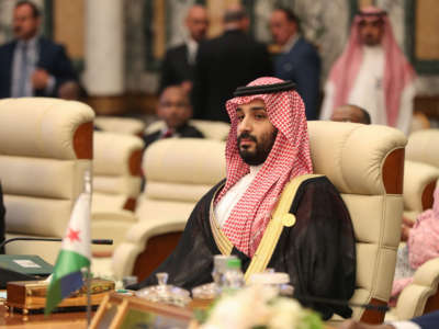 Saudi Crown Prince Mohammed bin Salman is seen at al-Safa Royal Palace in Mecca on May 31, 2019.