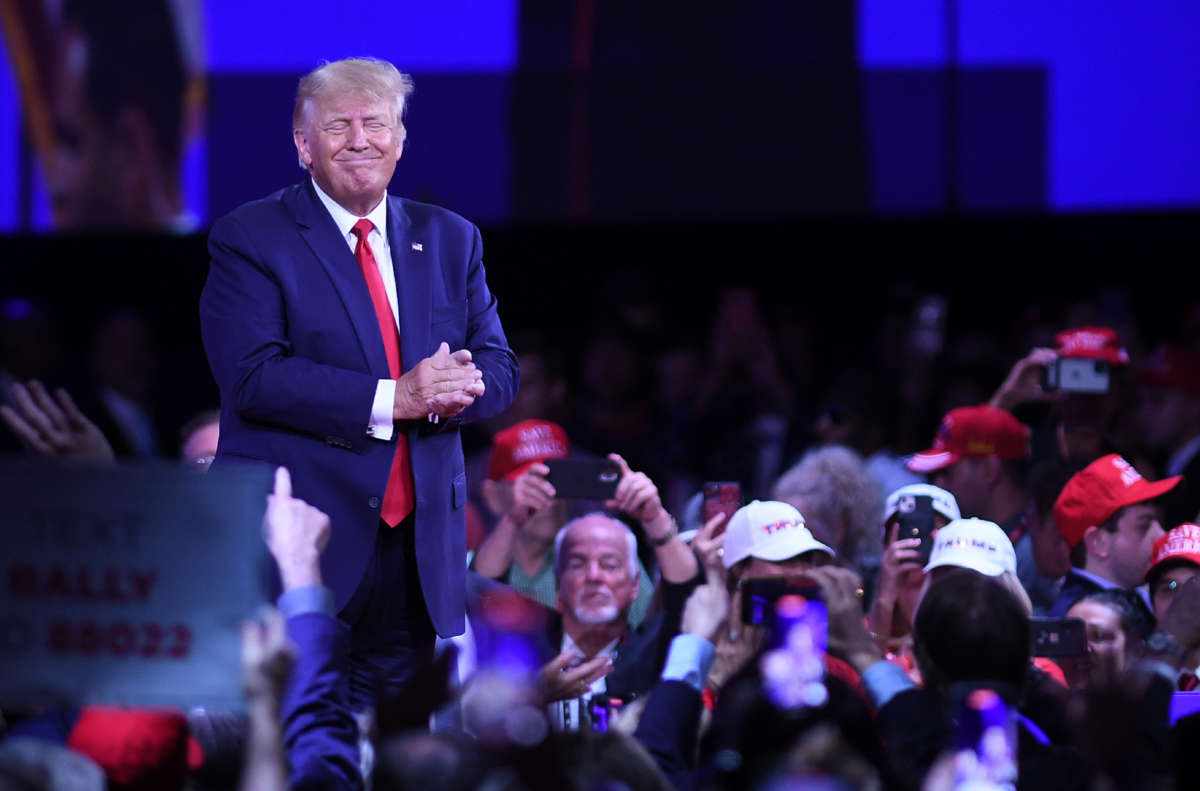 Former President Donald Trump delivers remarks at the 2022 Conservative Political Action Conference at the Rosen Shingle Creek on February 26, 2022, in Orlando, Florida.