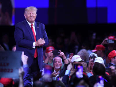 Former President Donald Trump delivers remarks at the 2022 Conservative Political Action Conference at the Rosen Shingle Creek on February 26, 2022, in Orlando, Florida.