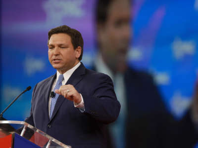 Florida Gov. Ron DeSantis speaks at the Conservative Political Action Conference (CPAC) at The Rosen Shingle Creek on February 24, 2022, in Orlando, Florida.