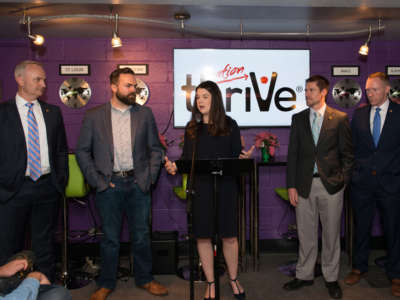 Rep. Mary Elizabeth Coleman and her fellow republican representatives from Missouri attend an event at the Thrive St. Louis Express Women's Healthcare on December 16, 2021, in St. Louis, Missourri. She has filed a bill proposing the ban on abortions modeled after an abortion measure the Republican-controlled Texas legislature passed earlier this year.