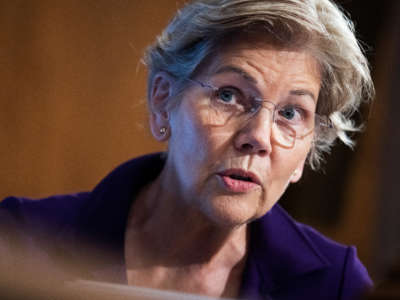 Sen. Elizabeth Warren speaks during a Senate Banking, Housing, and Urban Affairs Committee hearing on Capitol Hill on March 3, 2022, in Washington, D.C.