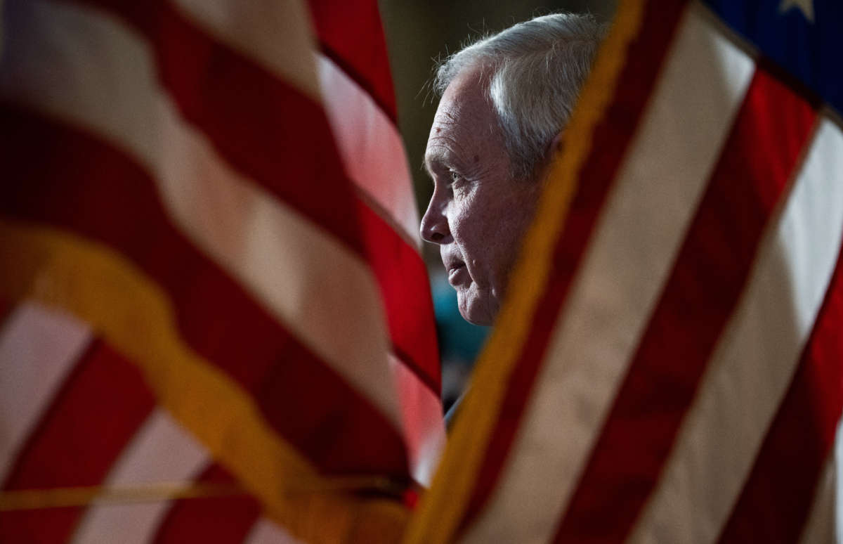 Sen. Ron Johnson conducts a news conference in Russell Building on February 9, 2022.