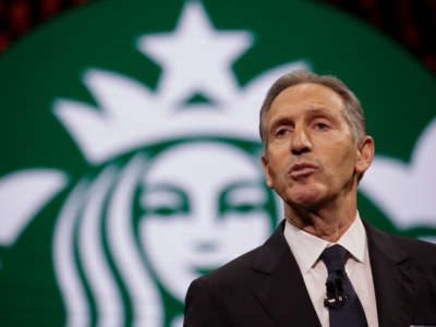Starbucks Chairman and CEO Howard Schultz speaks at the Annual Meeting of Shareholders in Seattle, Washington on March 22, 2017.