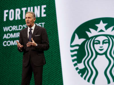 Starbucks Chairman and CEO Howard Schultz speaks at the Annual Meeting of Shareholders in Seattle, Washington, on March 22, 2017.