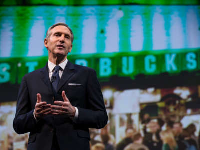 Starbucks Chairman and CEO Howard Schultz speaks during Starbucks annual shareholders meeting March 18, 2015, in Seattle, Washington.
