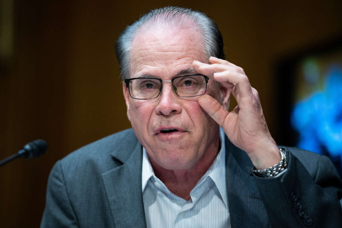 Sen. Mike Braun is seen in the Dirksen Building on March 15, 2022.