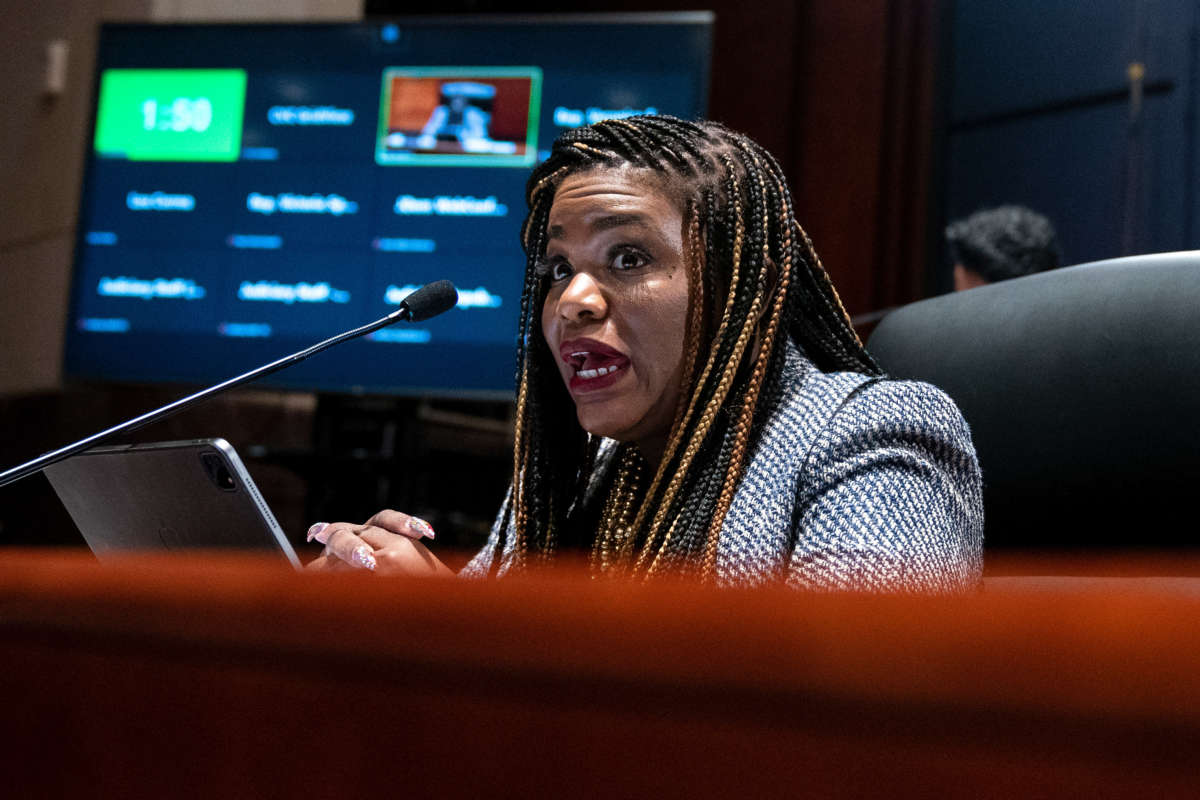 Rep. Cori Bush speaks at a House Judiciary Committee hearing at the U.S. Capitol on October 21, 2021, in Washington, D.C.