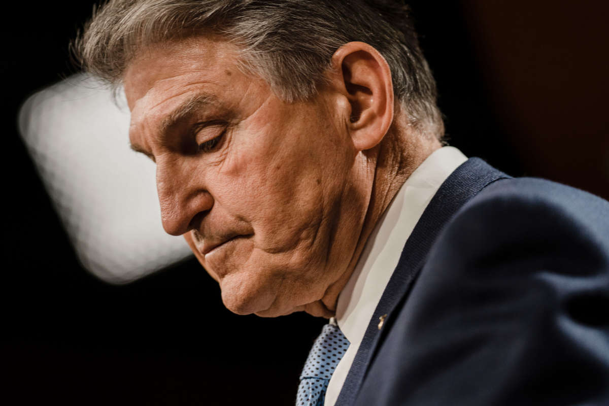 Sen. Joe Manchin speaks during a news conference on Capitol Hill on March 3, 2022, in Washington, D.C.