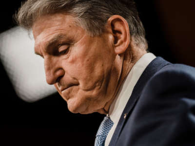 Sen. Joe Manchin speaks during a news conference on Capitol Hill on March 3, 2022, in Washington, D.C.