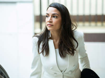 Rep. Alexandria Ocasio-Cortez is seen in the Capitol Visitor Center on March 16, 2022.