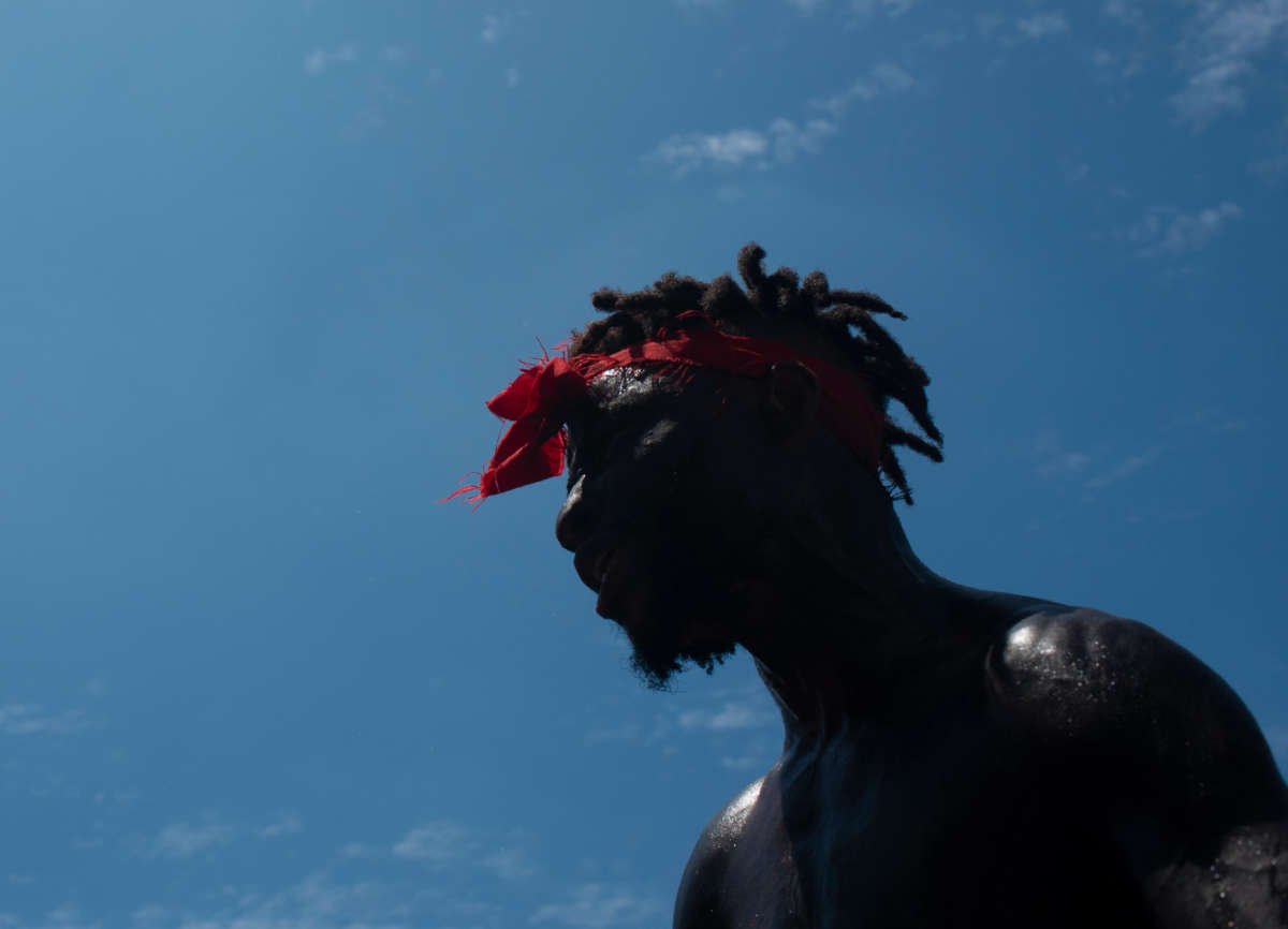 Protesters demonstrate in memory of the murder of 24-year-old Congolese Moïse Kabagambe and against violence against refugees from the Democratic Republic of Congo in Rio de Janeiro, Brazil, on February 5, 2022.