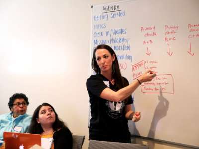 Women participating in post-partum training