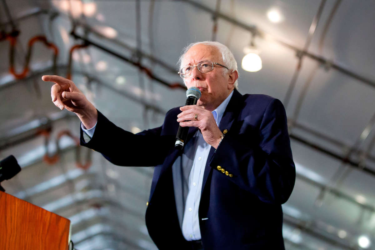 Sen. Bernie Sanders speaks during a rally in San Jose, California, on March 1, 2020.