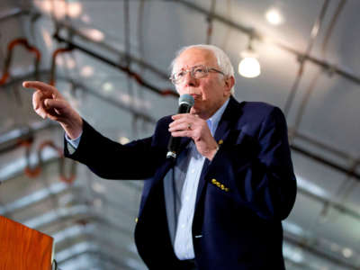 Sen. Bernie Sanders speaks during a rally in San Jose, California, on March 1, 2020.