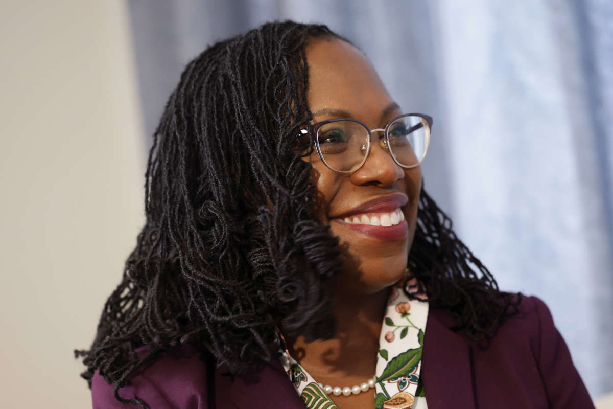 Supreme Court Nominee Ketanji Brown Jackson is pictured on Capitol Hill on April 4, 2022, in Washington, D.C.