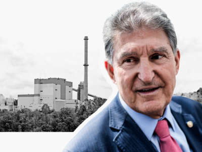 Sen. Joe Manchin, pictured with the Grant Town Power Plant.