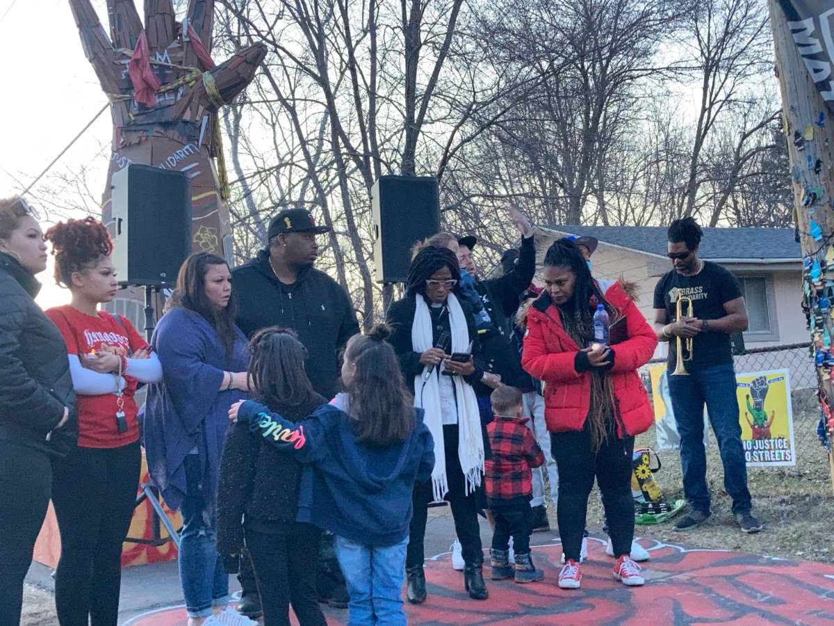 Daunte Wright's immediate family gather to observe the one-year anniversary of Wright's killing by police in Brooklyn Center, Minnesota.