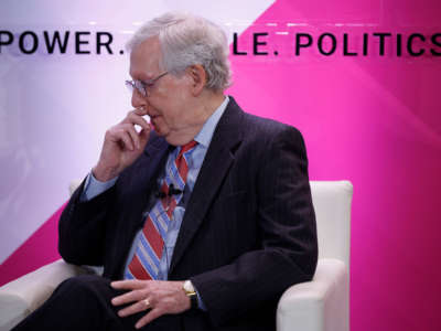 Senate Minority Leader Mitch McConnell participates in a Pop-Up Conversation with Punchbowl News at the AT&T Forum on March 31, 2022, in Washington, D.C.