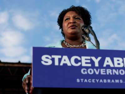 Georgia gubernatorial Democratic candidate Stacey Abrams speaks during a campaign rally on March 14, 2022, in Atlanta, Georgia.