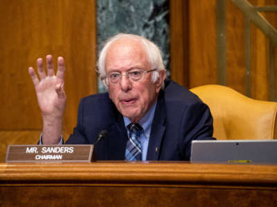 Chairman Sen. Bernie Sanders speaks during a Senate Budget Committee hearing on June 8, 2021, on Capitol Hill in Washington, D.C.