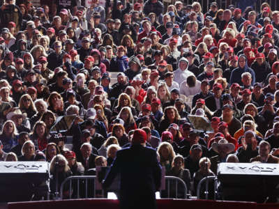 Trump speaks to a crowd of his supporters