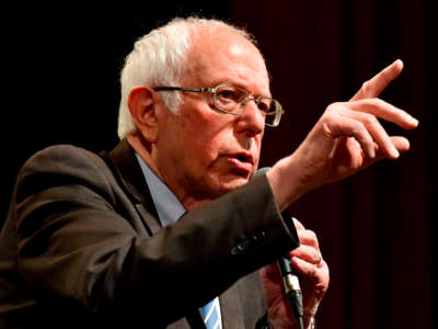 Sen. Bernie Sanders speaks at a rally at the Stifel Theater in downtown St.Louis, Missouri, on March 9, 2020.