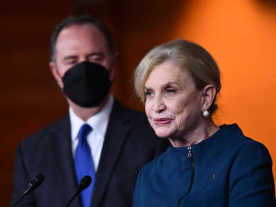 Rep. Carolyn Maloney speaks during a press conference on Protecting Our Democracy Act in the U.S. Capitol in Washington, D.C., on December 9, 2021.