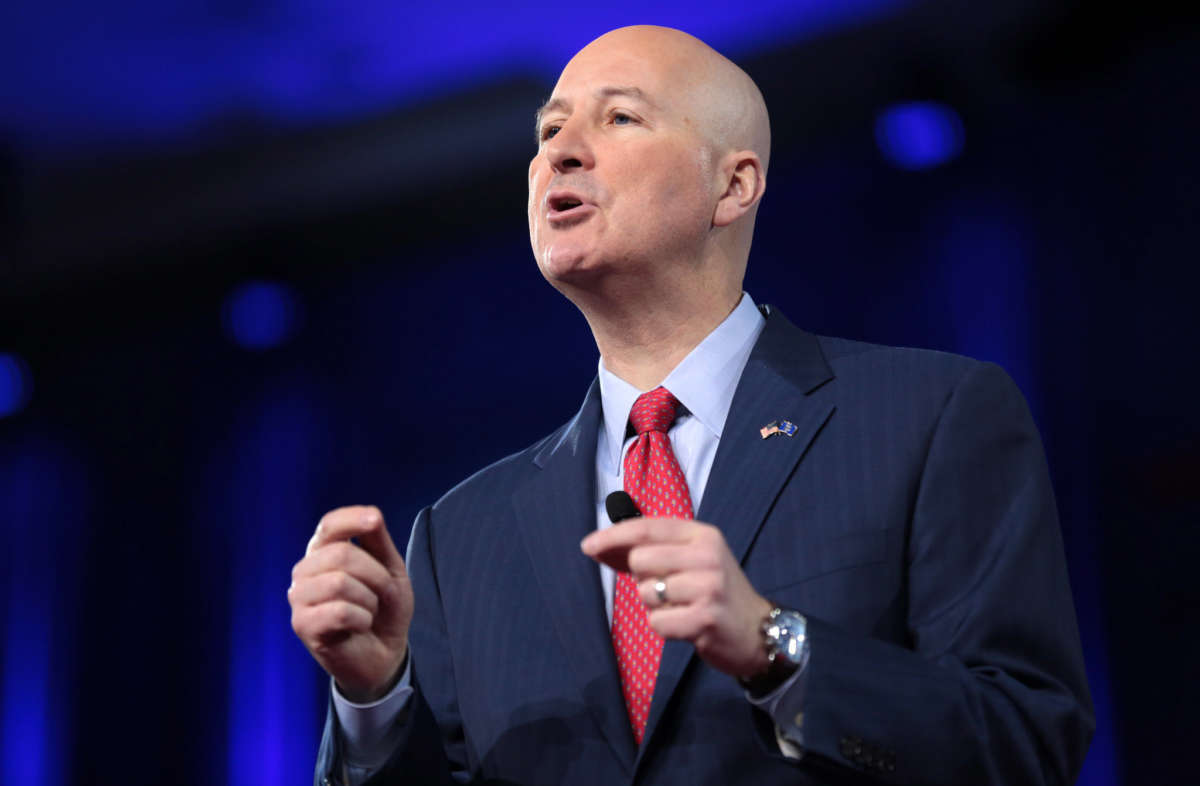 Nebraska Gov. Pete Ricketts speaks at the 2017 Conservative Political Action Conference in National Harbor, Maryland, on February 24, 2017.