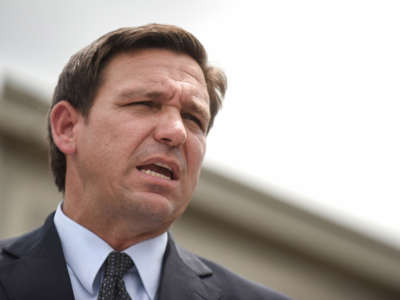 Florida Gov. Ron DeSantis holds a press conference in Orlando, Florida, on August 16, 2021.