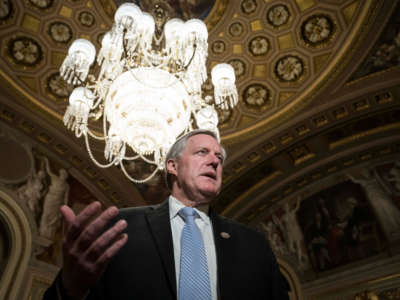 Rep. Mark Meadows speaks to the press in the U.S. Capitol on January 30, 2020, in Washington, D.C.