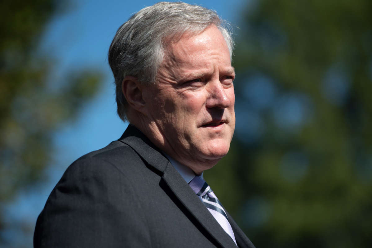 White House Chief of Staff Mark Meadows speaks outside the White House in Washington, D.C., on October 2, 2020.