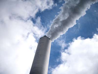 A detail of the pilot carbon dioxide capture plant is pictured at Amager Bakke waste incinerator in Copenhagen, Denmark, on June 24, 2021.