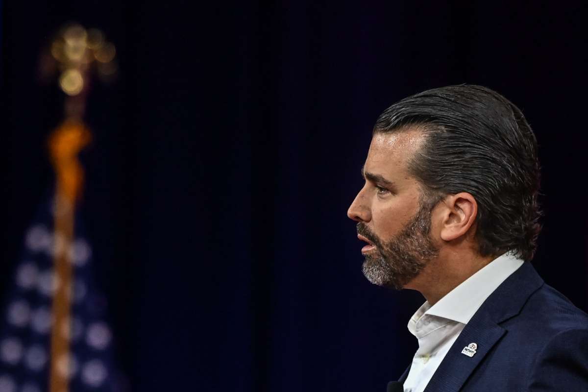Donald Trump Jr., son of former President Donald Trump, speaks at the Conservative Political Action Conference 2022 in Orlando, Florida, on February 27, 2022.