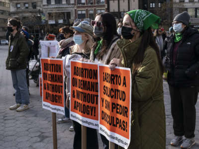 Protesters gathered on International Women's Day to demand abortion rights on Union Square, New York City, on March 8, 2022.