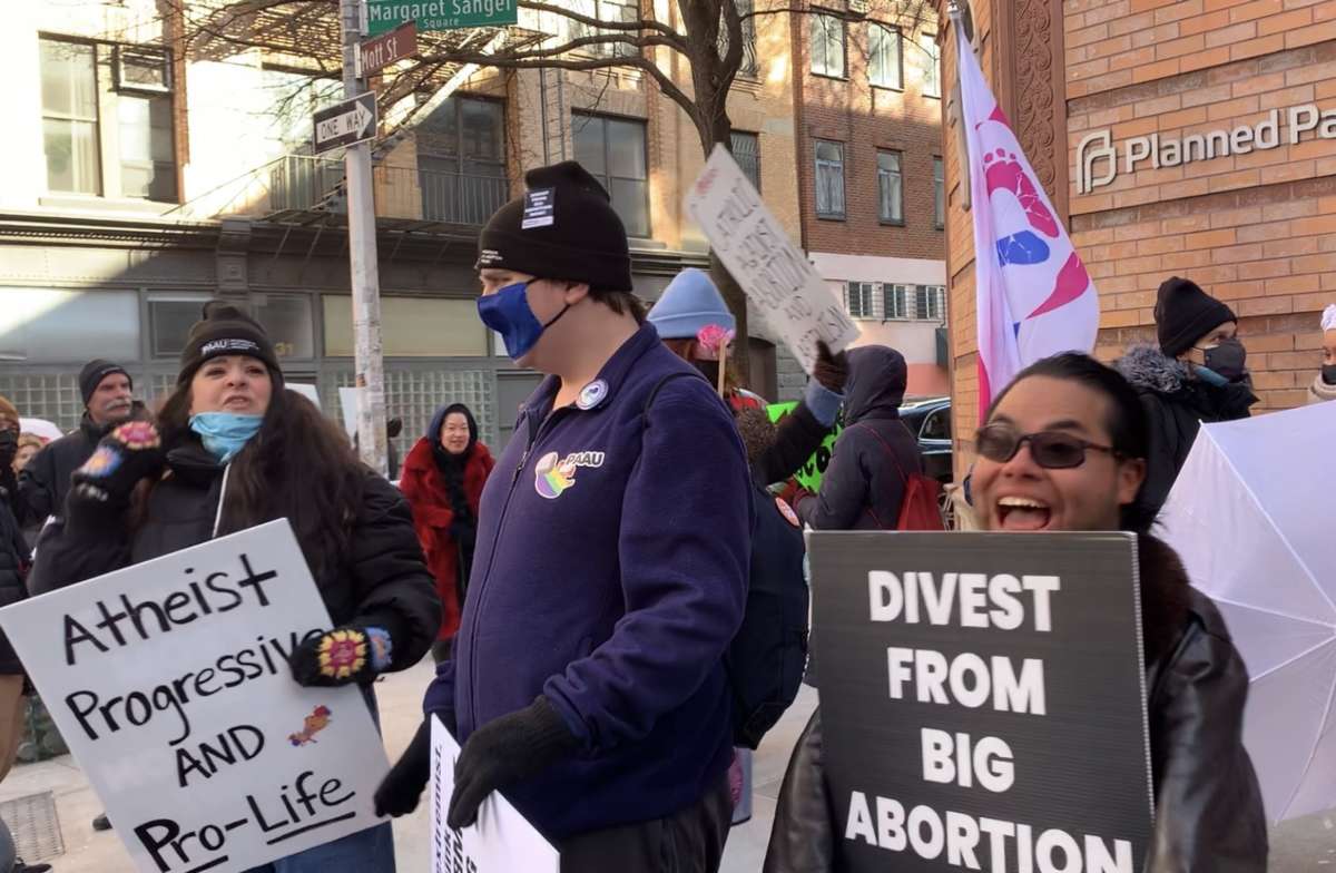 Terrisa Bukovinac (left), is the founder and executive director of Progressive Anti-Abortion Uprising. The group claims to be “pro-BIPOC” and “pro-LGBTQ,” but in practice, the group’s actions align with a violent, right-wing, anti-abortion tradition.
