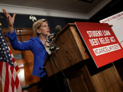 Sen. Elizabeth Warren speaks during a press conference on Capitol Hill on July 23, 2019, in Washington, D.C.