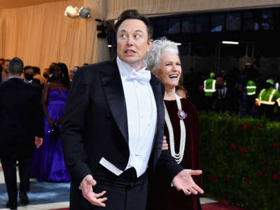 Elon Musk and his mother Maye Musk arrive for the 2022 Met Gala at the Metropolitan Museum of Art on May 2, 2022, in New York.