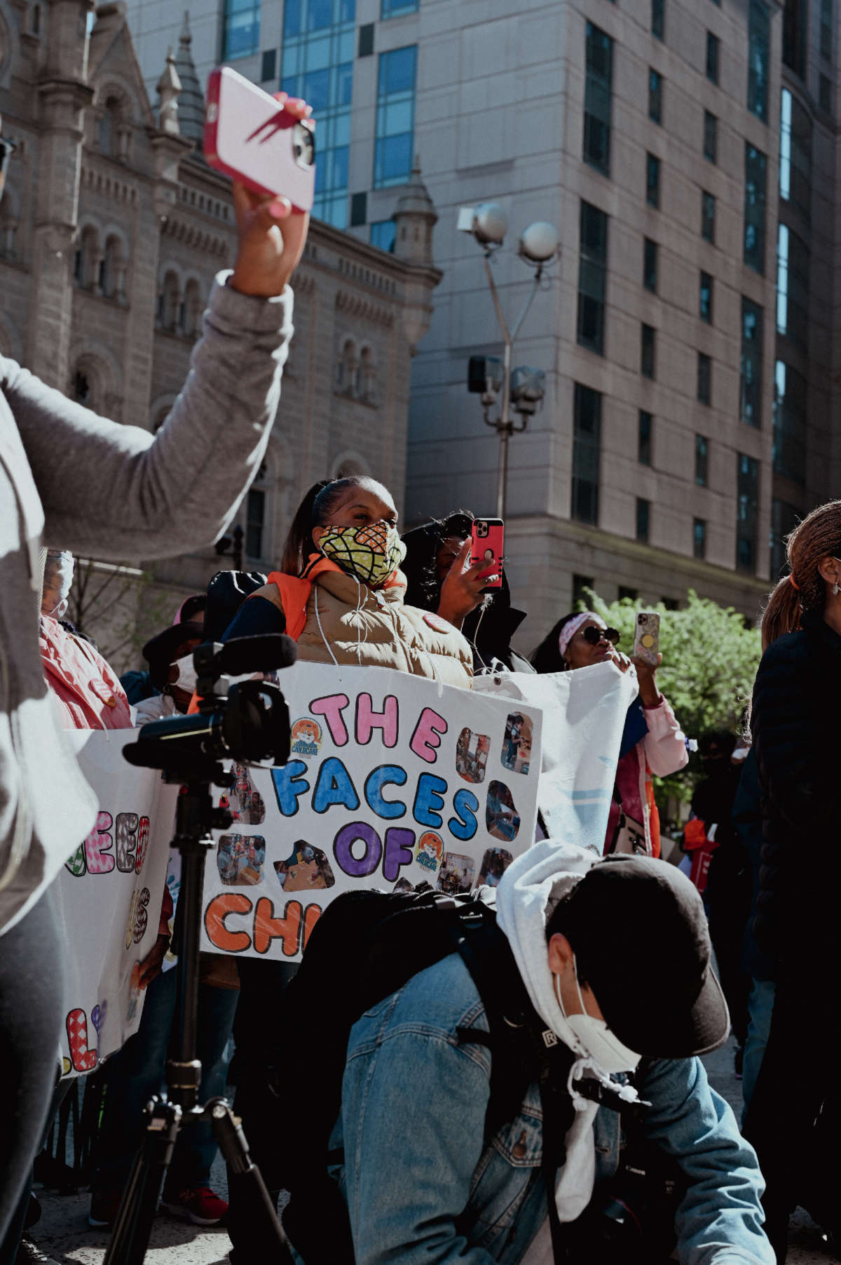 Child care providers and the families they work with rally for robust investments in early education on May 9, 2022, in Philadelphia, Pennsylvania.