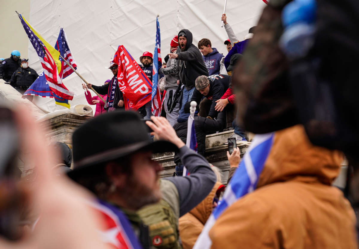 Crowds gather outside the U.S. Capitol for the "Stop the Steal" rally on January 6, 2021, in Washington, D.C.