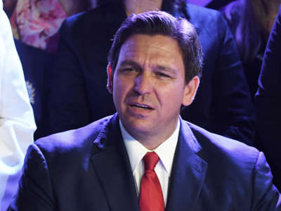 Florida Gov. Ron DeSantis signs Florida's 15-week abortion ban into law at Nacion de Fe church in Kissimmee, Florida.