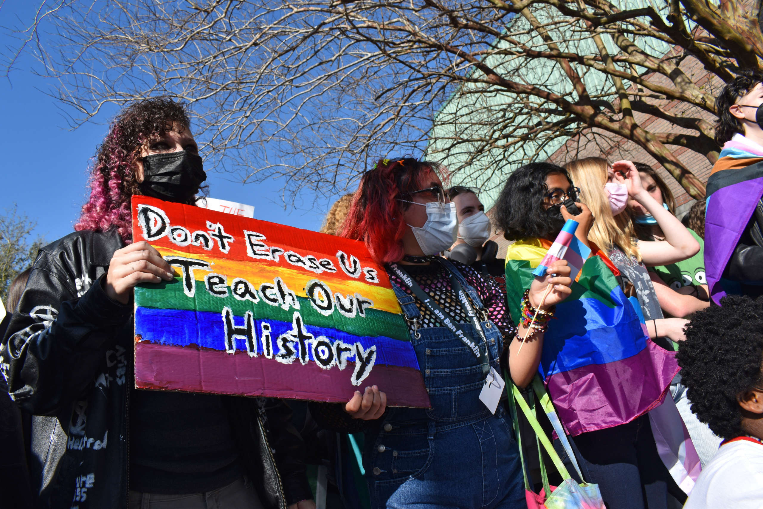 Demonstrators express support for LGBT club at Brandon High School