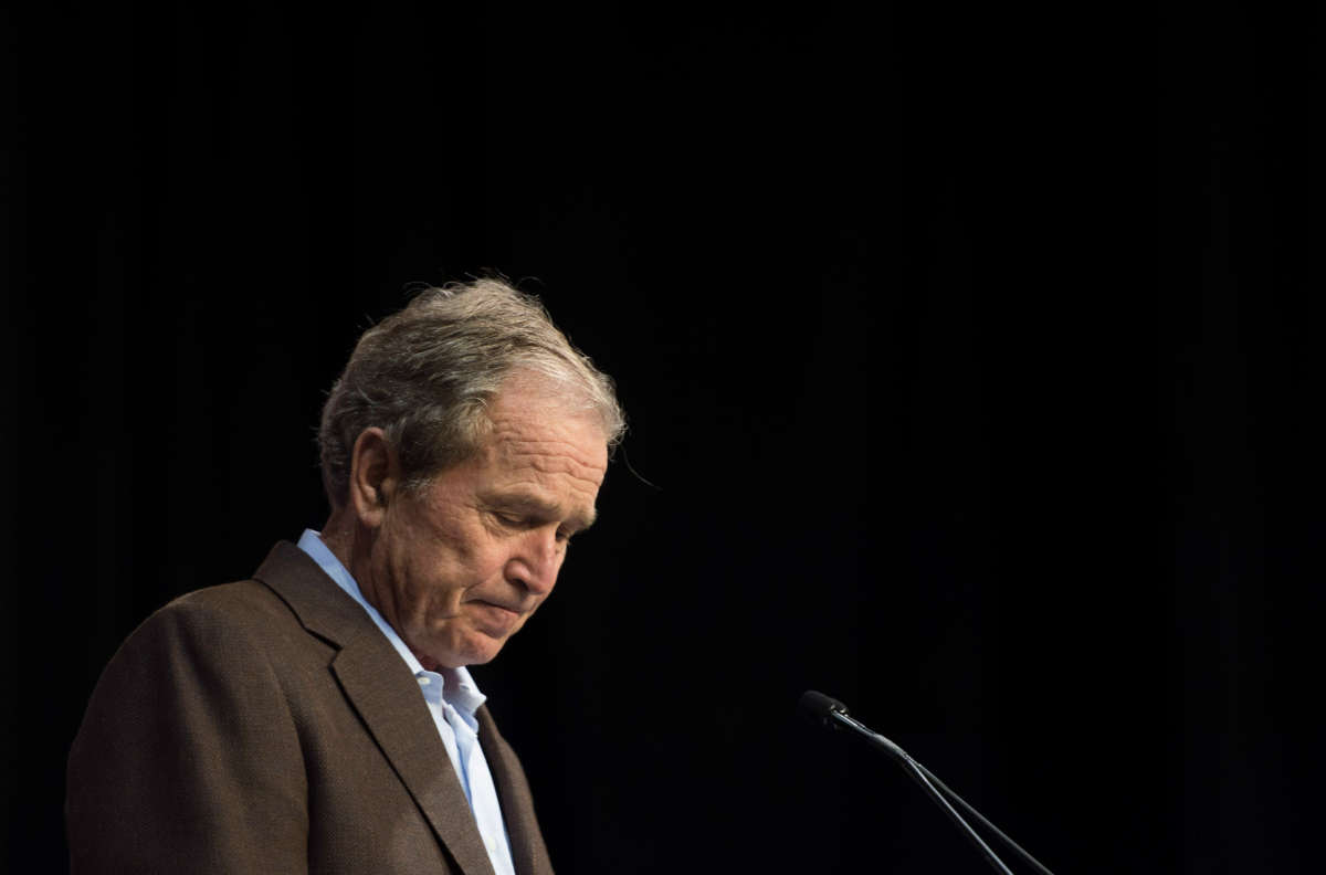 Former President George W. Bush speaks during a campaign rally in Charleston, South Carolina, on February 15, 2016.