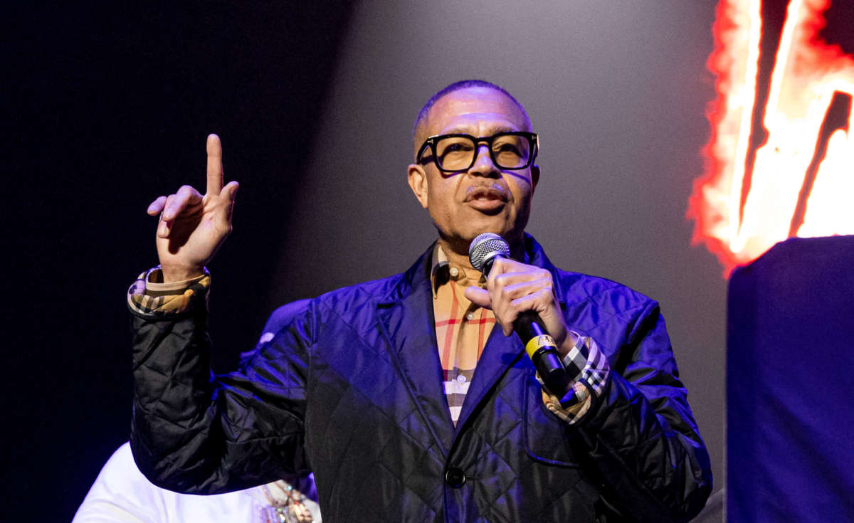 Former Detroit Police Chief and current Republican candidate for the 2022 Michigan governors race, James Craig speaks to the crowd during the WJLB Big Holiday Show at Little Caesars Arena on December 17, 2021, in Detroit, Michigan.