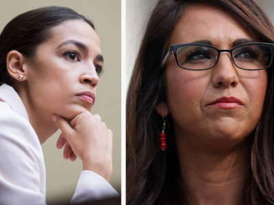 Reps. Alexandria Ocasio-Cortez, left, and Lauren Boebert.