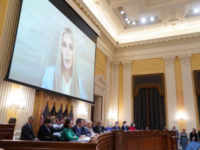 The House Select Committee to Investigate the January 6th hearing listen to a video of Ivanka Trump in the Cannon House Office Building on June 9, 2022, in Washington, D.C.