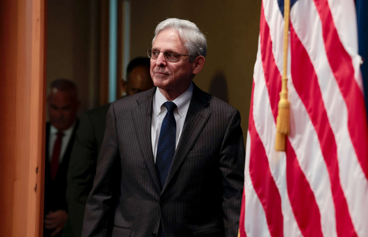 U.S. Attorney General Merrick Garland arrives at a press conference on June 13, 2022, in Washington, D.C.