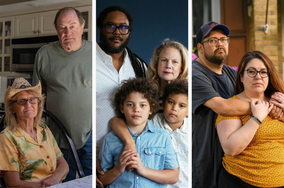 From left: Sherrie and Michael Foy; Marcus and Allyson Ward with their sons Milo (left) and Theo; and Nick and Elizabeth Woodruff.