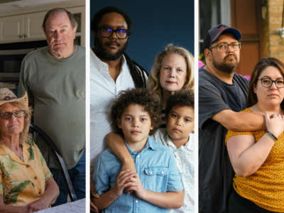 From left: Sherrie and Michael Foy; Marcus and Allyson Ward with their sons Milo (left) and Theo; and Nick and Elizabeth Woodruff.